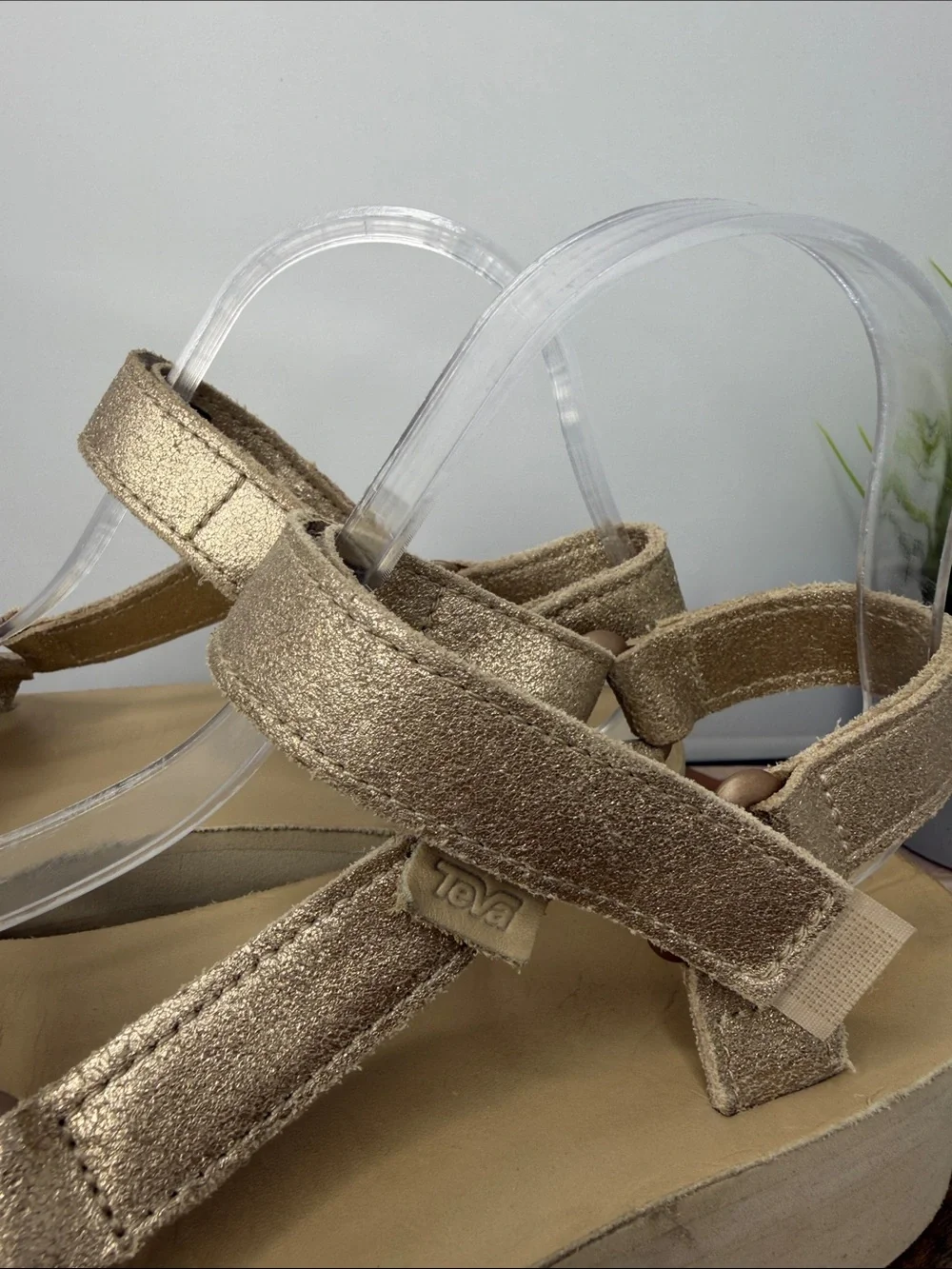 Teva Metallic Gold Platform Sandals - Size: 10